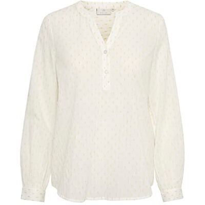 KAFFE damskjorta blus mönster långa ärmar knappar, Chalk/Apple Green Dot, 32 KAFFE damskjorta blus mönster långa ärmar knappar, Chalk/Apple Green Dot, 32