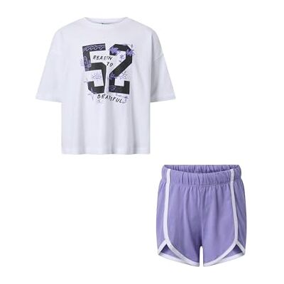Champion flickor grafiska shorts set t-shirt, vit (WW001), XXL Champion flickor grafiska shorts set t-shirt, vit (WW001), XXL