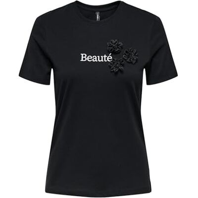 ONLY Onlblossom Life S/S Top Box JRS, svart, L ONLY Onlblossom Life S/S Top Box JRS, svart, L
