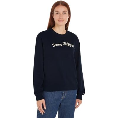 Tommy Hilfiger Dam normal passform sweatshirt utan huva, Blå (ökenhimmel), XXS Tommy Hilfiger Dam normal passform sweatshirt utan huva, Blå (ökenhimmel), XXS