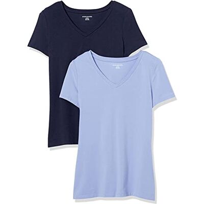 Amazon Essentials Women's Kortärmad V-ringad T-shirt klassisk passform, Pack of 2, Lila/Marinblå, XXL Amazon Essentials Women's Kortärmad V-ringad T-shirt klassisk passform, Pack of 2, Lila/Marinblå, XXL