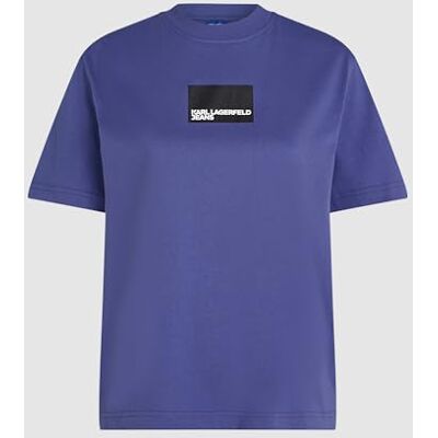 KARL LAGERFELD JEANS , Dam, Vanlig Kortärm Box Logo T-Shirt, Vanlig Fit, Blå, XL KARL LAGERFELD JEANS , Dam, Vanlig Kortärm Box Logo T-Shirt, Vanlig Fit, Blå, XL