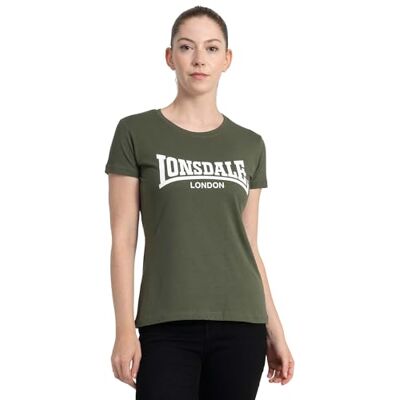 Lonsdale London CARTMEL T-shirt för kvinnor, svart basics, vardagskläder, streetwear, Oliv/vit, XL Lonsdale London CARTMEL T-shirt för kvinnor, svart basics, vardagskläder, streetwear, Oliv/vit, XL