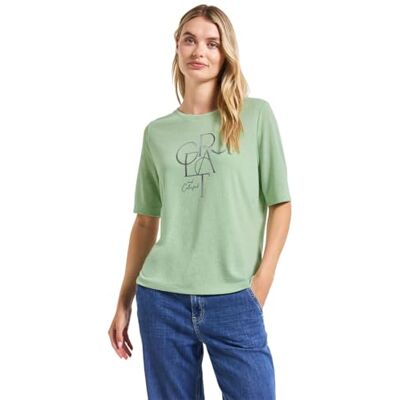 Street One dam-t-shirt med folia-Wording, Mjuk jade grön, 38 Street One dam-t-shirt med folia-Wording, Mjuk jade grön, 38