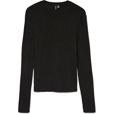 VERO MODA Vmannie Ls O-Neck Top JRS Noos, svart, M VERO MODA Vmannie Ls O-Neck Top JRS Noos, svart, M