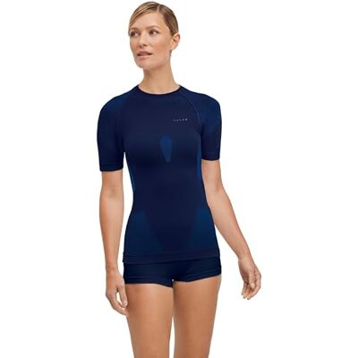 FALKE dam Baslager Ovandel Warm Round Neck W S/s Ts funktionellt garn snabbtorkande 1 del, Blå Space Blue 6116, L FALKE dam Baslager Ovandel Warm Round Neck W S/s Ts funktionellt garn snabbtorkande 1 del, Blå Space Blue 6116, L