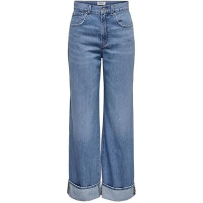 ONLY Onlhope Ex Hw Wide Fold Up DNM PIM, Mellanblå denim, 29W / 32L ONLY Onlhope Ex Hw Wide Fold Up DNM PIM, Mellanblå denim, 29W / 32L