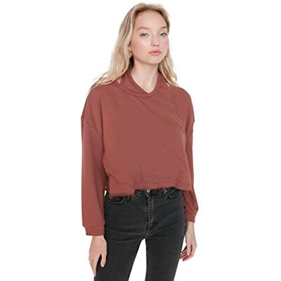 Trendyol Dam rund hals vanlig vanlig sweatshirt, brun, M, Brun Trendyol Dam rund hals vanlig vanlig sweatshirt, brun, M, Brun