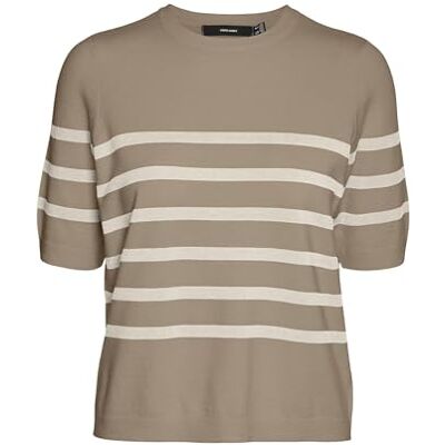 VERO MODA VMSABA Plain SS O-hals tröja GA NOOS, Silver mink/ränder: w björk, M VERO MODA VMSABA Plain SS O-hals tröja GA NOOS, Silver mink/ränder: w björk, M