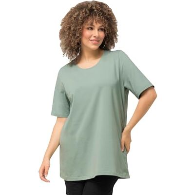 Ulla Popken dam T, A-linje, rund hals, halvärm skjorta tight, Ljus mossgrön, 58-60 Ulla Popken dam T, A-linje, rund hals, halvärm skjorta tight, Ljus mossgrön, 58-60
