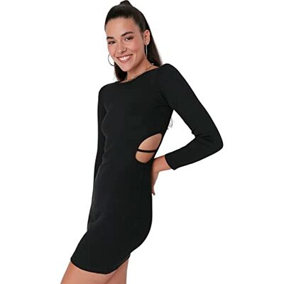 Trendyol Dam unga mini bodycon anpassade stickade klänningar, Black, L Trendyol Dam unga mini bodycon anpassade stickade klänningar, Black, L