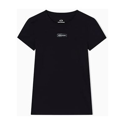 Giorgio Armani dam cross kön, kortärmad främre logotyp patch T-shirt, svart, L Giorgio Armani dam cross kön, kortärmad främre logotyp patch T-shirt, svart, L