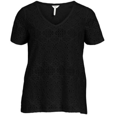Object Dam Objfeodora S/S V-hals topp Noos blus, svart, XS Object Dam Objfeodora S/S V-hals topp Noos blus, svart, XS