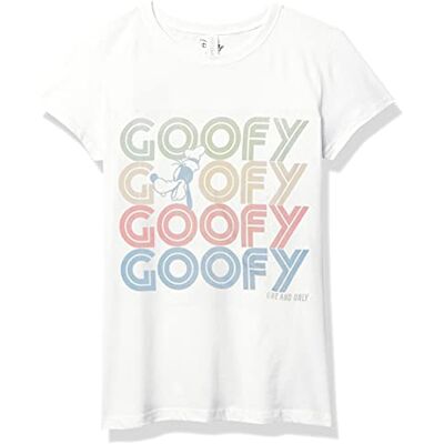 Disney -karaktärer retro stack Långben flicka solid crew t-shirt, vit, XS Disney -karaktärer retro stack Långben flicka solid crew t-shirt, vit, XS