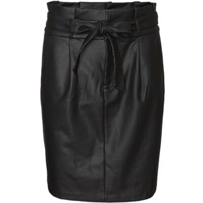 VERO MODA dam Vmeva Hr Paperbag Short Coated SKT Noos kjol, svart, XL VERO MODA dam Vmeva Hr Paperbag Short Coated SKT Noos kjol, svart, XL