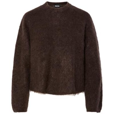 PIECES Pcmanika Ls O-Neck Knit Bc, Het fudge, L PIECES Pcmanika Ls O-Neck Knit Bc, Het fudge, L