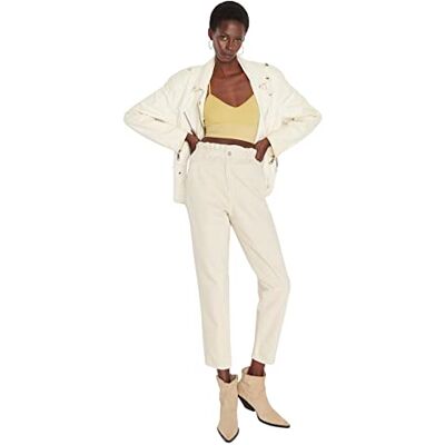 Trendyol Dam mer hållbara normal midja mamma jeans, Ecru, 40, Ecru, 66 SE Trendyol Dam mer hållbara normal midja mamma jeans, Ecru, 40, Ecru, 66 SE