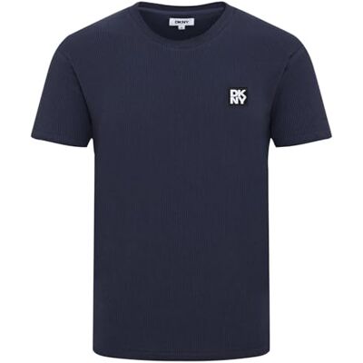 DKNY Våffelt-shirt för män Cotton Rich Lounge t-shirt för män Bekväm och lätt Crew Neck Kortärmad Normal passform, Marinblått Xsp, S DKNY Våffelt-shirt för män Cotton Rich Lounge t-shirt för män Bekväm och lätt Crew Neck Kortärmad Normal passform, Marinblått Xsp, S