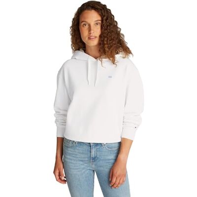 Tommy Hilfiger kvinnors REG kontrast flagga huvtröja WW0WW45979, Vit (Ecru), M Tommy Hilfiger kvinnors REG kontrast flagga huvtröja WW0WW45979, Vit (Ecru), M