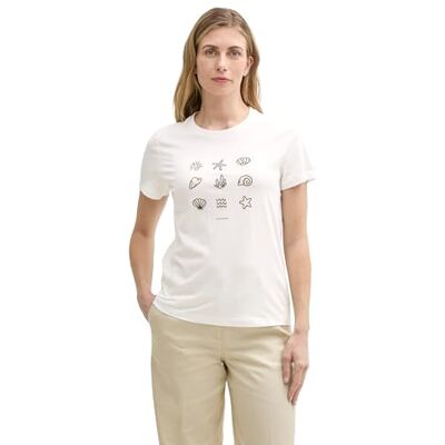 TOM TAILOR dam-t-shirt med tryck, 10315 viskande vit, XL TOM TAILOR dam-t-shirt med tryck, 10315 viskande vit, XL