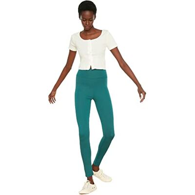 Trendyol Dam hög midja stickade strumpbyxor leggings, petrol, medium Trendyol Dam hög midja stickade strumpbyxor leggings, petrol, medium