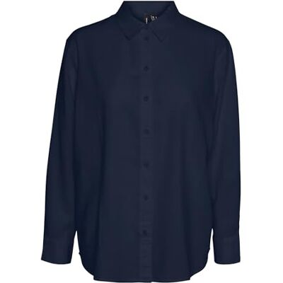 VERO MODA dam Vmlinn Ls Shirt WVN Noos, marinblå blazer, S VERO MODA dam Vmlinn Ls Shirt WVN Noos, marinblå blazer, S