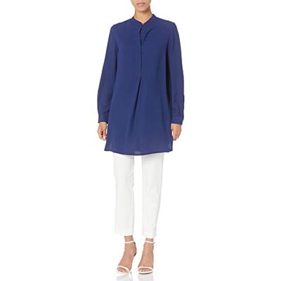 Anne Klein Långärmad tunika blus med delad hals, Avlägsna berg, M Anne Klein Långärmad tunika blus med delad hals, Avlägsna berg, M