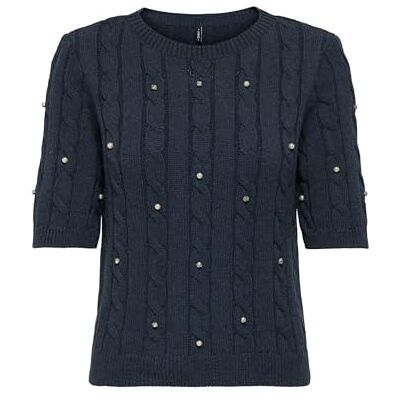 ONLY Onlsussi Life Ss Deco Cabel Pull KNT, Amber blå, XS ONLY Onlsussi Life Ss Deco Cabel Pull KNT, Amber blå, XS