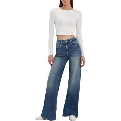 LTB Damjeans Weyna B – bred passform med hög midja och dragkedja i blått av bomullsblandning – storlek W29L34, Dela Wash 55310, 29W x 34L LTB Damjeans Weyna B – bred passform med hög midja och dragkedja i blått av bomullsblandning – storlek W29L34, Dela Wash 55310, 29W x 34L
