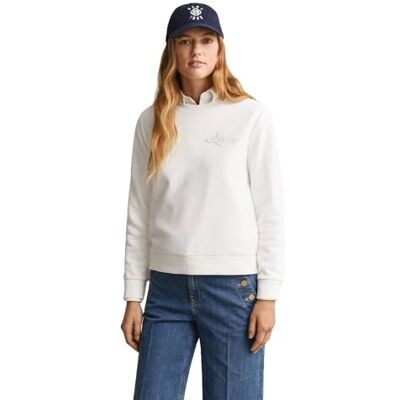 GANT REG Tonal Shield C-Neck Sweat, Äggskal, M GANT REG Tonal Shield C-Neck Sweat, Äggskal, M