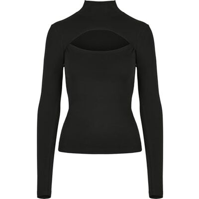 Urban Classics Dam Cut-Out Turtleneck långärmad T-shirt, svart, XXL Urban Classics Dam Cut-Out Turtleneck långärmad T-shirt, svart, XXL