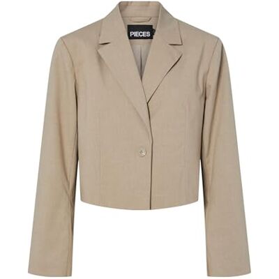 PIECES Pcrosa Short Blazer Noos Bc, Greige, L PIECES Pcrosa Short Blazer Noos Bc, Greige, L