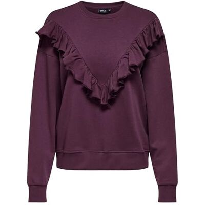 ONLY Onlely L/S O-hals fransar SWT, mauve wine, XS ONLY Onlely L/S O-hals fransar SWT, mauve wine, XS