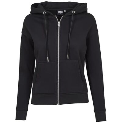 Urban Classics Damjacka, klassisk dragkedja, huvtröja, basic sweatjacka, sweatshirt med huva i 5 färgvarianter tillgängliga, storlekar XS – 5XL, svart, M Urban Classics Damjacka, klassisk dragkedja, huvtröja, basic sweatjacka, sweatshirt med huva i 5 färgvarianter tillgängliga, storlekar XS – 5XL, svart, M