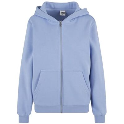 Urban Classics Huvtröja för kvinnor, kvinnor, fluffig huvtröja med dragkedja för kvinnor, lös passform, Powderblue, M Urban Classics Huvtröja för kvinnor, kvinnor, fluffig huvtröja med dragkedja för kvinnor, lös passform, Powderblue, M