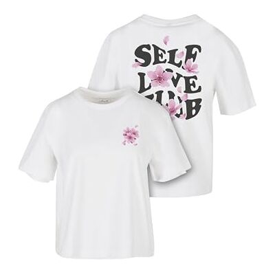 dam-t-shirt Self Love Club Tee avslappnad t-shirt med ryggtryck, normal passform, tryckt t-shirt, Vit, XXL dam-t-shirt Self Love Club Tee avslappnad t-shirt med ryggtryck, normal passform, tryckt t-shirt, Vit, XXL
