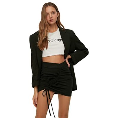 Trendyol Dam mini bodycon stickad kjol, Svart, XL Trendyol Dam mini bodycon stickad kjol, Svart, XL