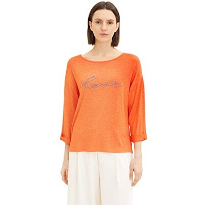 TOM TAILOR Damer T-shirt 1035465, 31140 Fever Red Melange, XXL TOM TAILOR Damer T-shirt 1035465, 31140 Fever Red Melange, XXL
