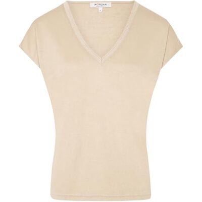 Morgan T-shirt dam, Beige färg, M Morgan T-shirt dam, Beige färg, M
