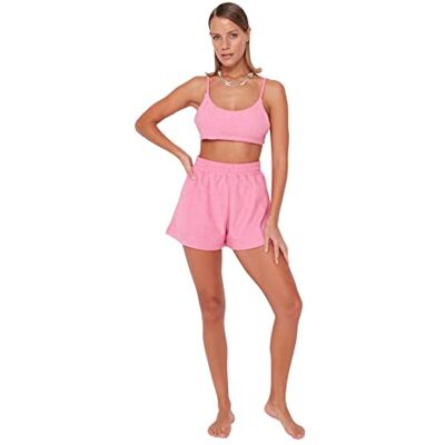 Trendyol kvinnor enfärgade stickade blusshorts tvådelat set, fuchsia, S, fuchsia, S Trendyol kvinnor enfärgade stickade blusshorts tvådelat set, fuchsia, S, fuchsia, S