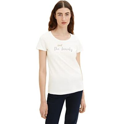 TOM TAILOR Damer T-shirt 1036193, 10315 Whisper White, XXL TOM TAILOR Damer T-shirt 1036193, 10315 Whisper White, XXL