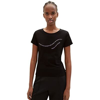 TOM TAILOR Denim Damer T-shirt 1035383, 14482 Deep Black, XS TOM TAILOR Denim Damer T-shirt 1035383, 14482 Deep Black, XS