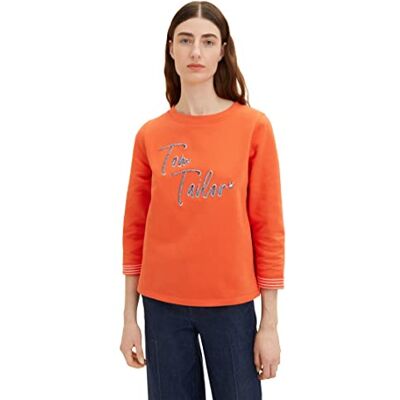 TOM TAILOR Damer Sweatshirt 1036581, 15612 Fever Red, XXS TOM TAILOR Damer Sweatshirt 1036581, 15612 Fever Red, XXS