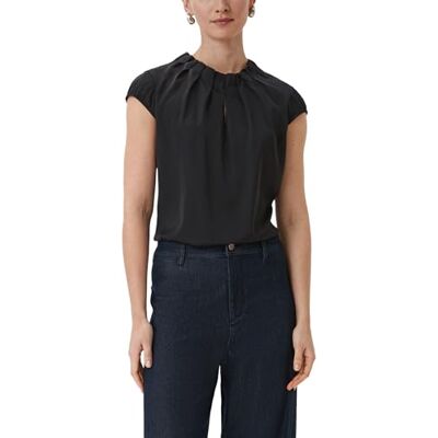 Comma satinblus med förfining, Svart 9999, 36 Comma satinblus med förfining, Svart 9999, 36