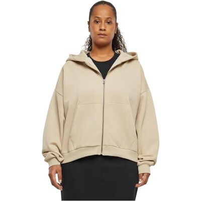 Urban Classics Dam huvtröja Ladies Boxy Zip Hoody Wetsand S, Wetsand, S Urban Classics Dam huvtröja Ladies Boxy Zip Hoody Wetsand S, Wetsand, S