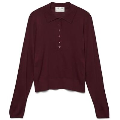 VERO MODA Awsikita Ls O-hals polo stickad Noos, zinfandel, M VERO MODA Awsikita Ls O-hals polo stickad Noos, zinfandel, M