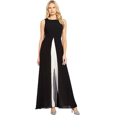 Adrianna Papell kvinnors crepe overlay overlay oversuit, svart/elfenben, 8, Svart/elfenben, 8 Adrianna Papell kvinnors crepe overlay overlay oversuit, svart/elfenben, 8, Svart/elfenben, 8