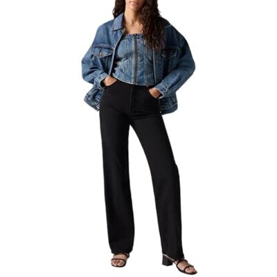 Levi's Ribcage jeans med full längd, Svart grodd, 32W x 34L Levi's Ribcage jeans med full längd, Svart grodd, 32W x 34L