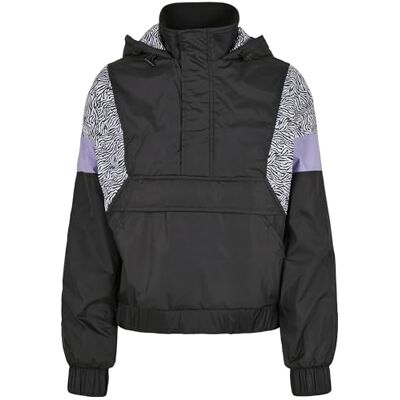 Urban Classics Damjacka Ladies Leo Pull Over jacka med djurtryck, dragkedja och magficka, storlek XS till 5XL, Svart/Zebra, 4XL Urban Classics Damjacka Ladies Leo Pull Over jacka med djurtryck, dragkedja och magficka, storlek XS till 5XL, Svart/Zebra, 4XL