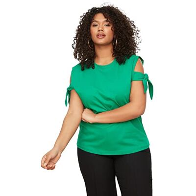 Trendyol Dam plusstorlek normal standard rundhalsad vävd plusstorlek T-shirt grön, gRÖN, 4XL/Stor Trendyol Dam plusstorlek normal standard rundhalsad vävd plusstorlek T-shirt grön, gRÖN, 4XL/Stor